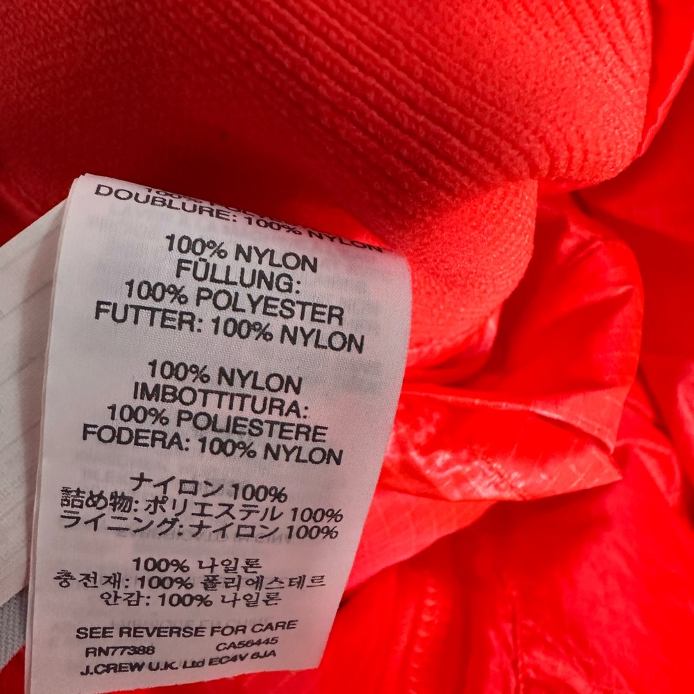 J. Crew Neon Orange Quilted Puffer Vest XS - Picture 7 of 7